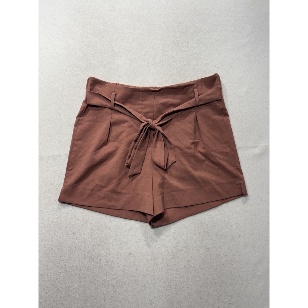 Mosaic & Co Shorts Womens Large Pink Crepe Chino Belted Tie Waist 94657-CH589